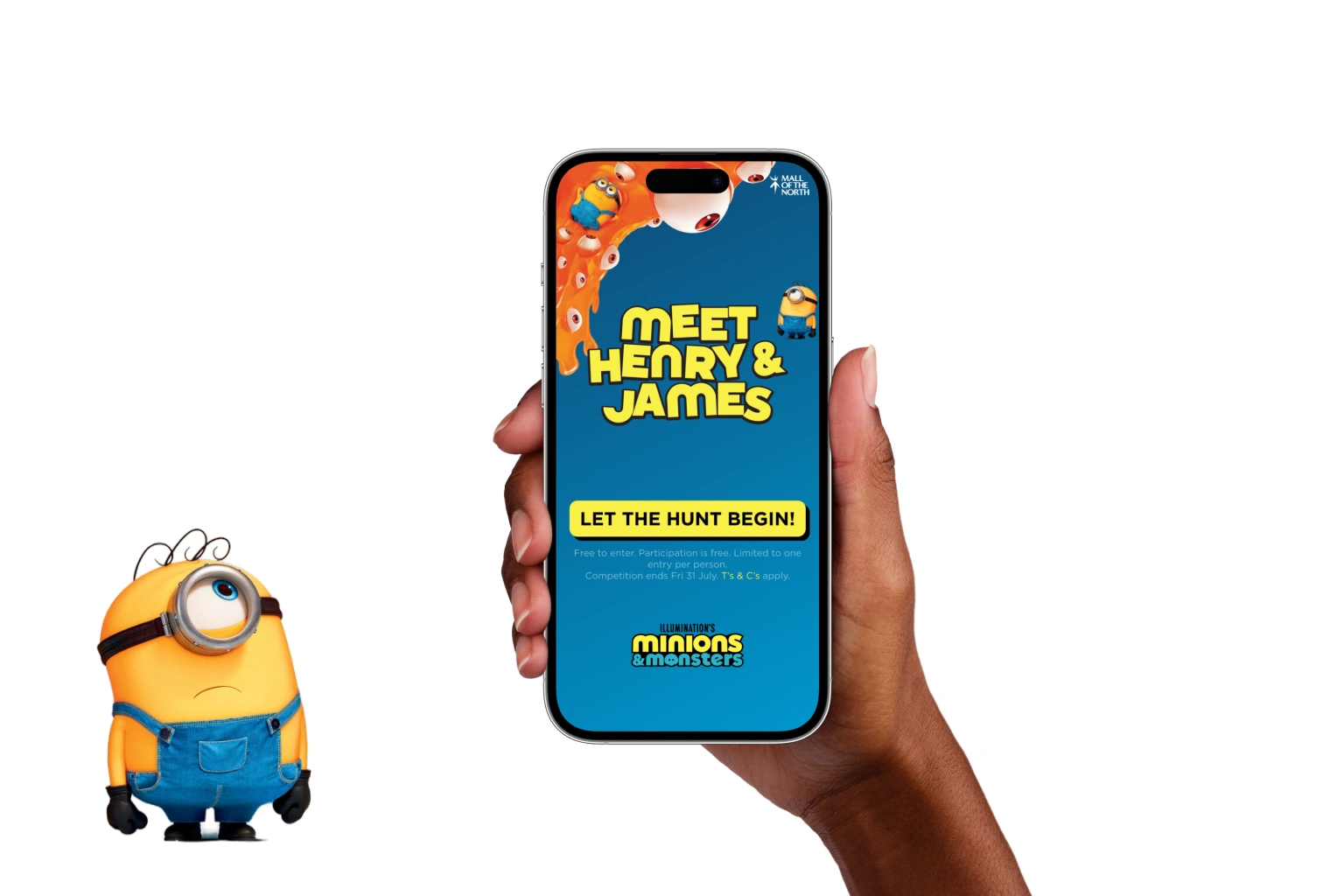 Minions treasure hunt campaign on a phone