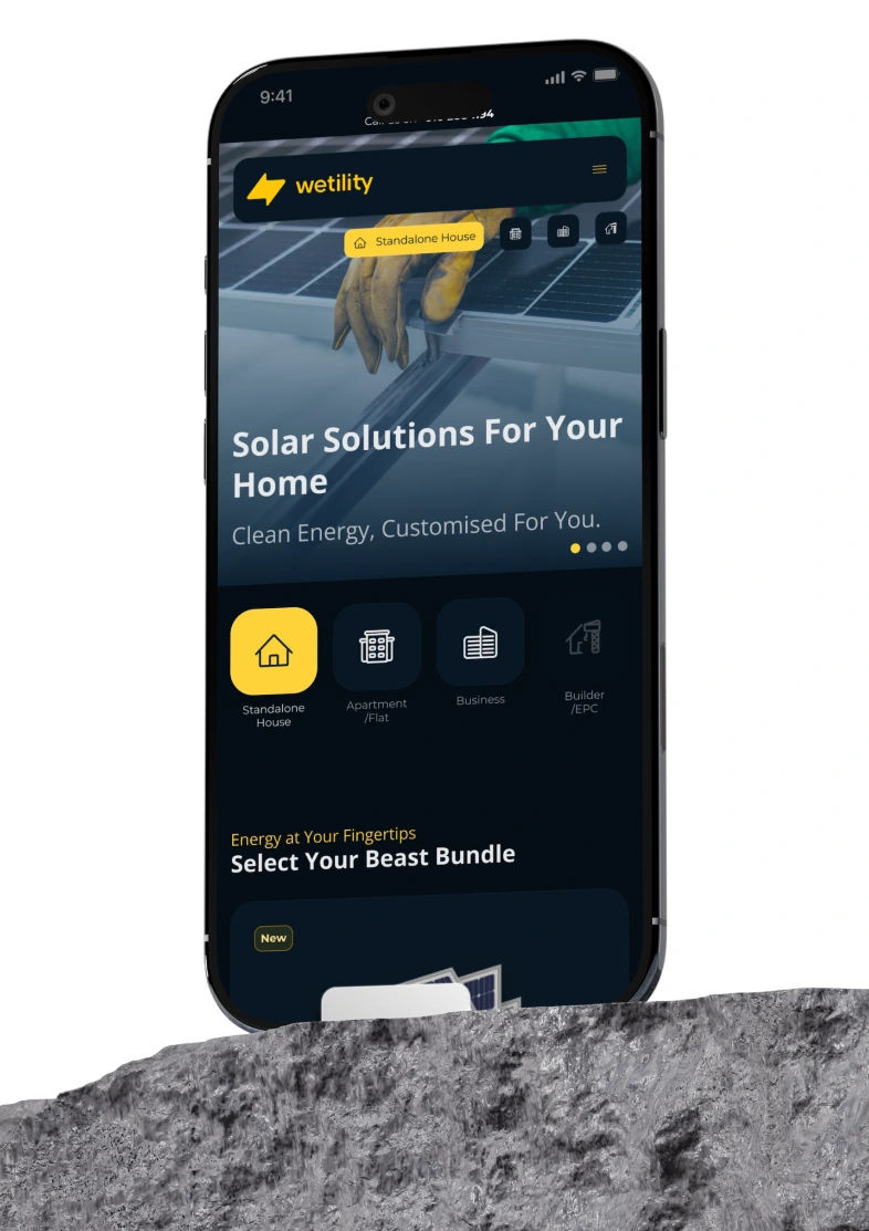 Wetility app on a phone